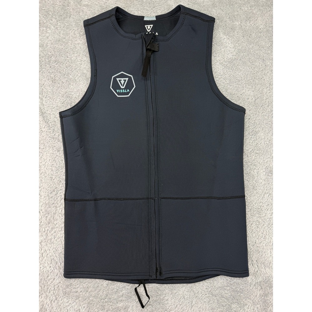 Vissla Wetsuit Vest Mens L Large Black Full Zip Sleeveless 2mm Water Sports Surf